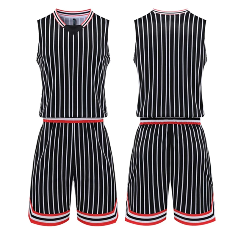 Kids Adult Basketball Jersey Set Child Men Basketball Clothes Stripe Sportswear Training Vest Shorts Suit Team Uniform Custom