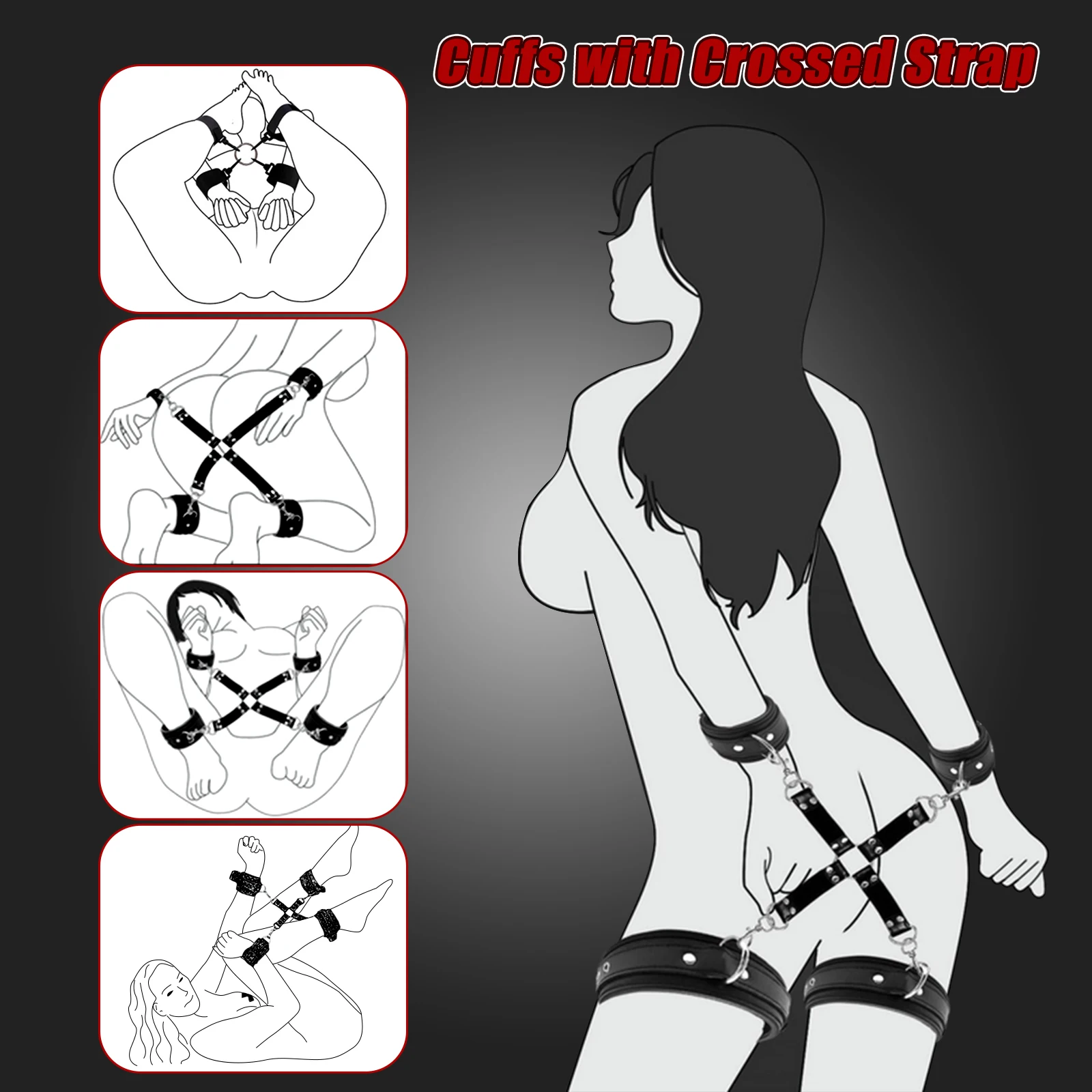 Bdsm Bondage ชุด Restraint ผู้ใหญ่เกม Handcuff คู่ Slave ปาก Gag Whip หัวนม Clamps เครื่องรางเพศหญิงของเล่นผลิตภัณฑ์