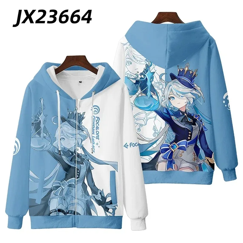 Anime Genshin Impact Furina Focalors Cosplay Hoodie Women Men Harajuku Sweatshirt Streetwear Hip Hop Pullover Hooded Jacket 2024