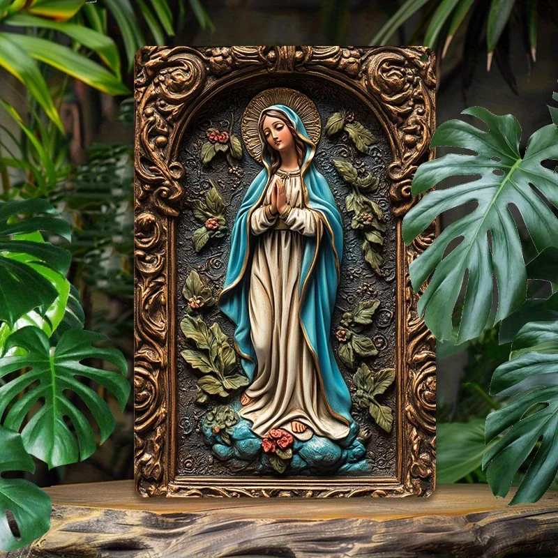 

Charming Virgin Mary Aluminum Wall Art - Durable Metal Sign for Home, Gym, or Yacht Decor, Easy Install, Decorative Wall Poster