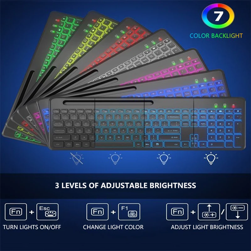 Draadloze Toetsenbord Achtergrondverlichting Rgb Lichtgevende Notebook TYPE-C Toetsenbord En Muis Set Stil Toetsenbord