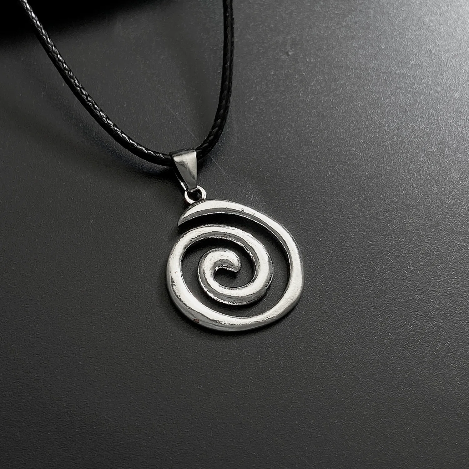 Vintage Fashion Spiral Vortex Pendant Couple Necklace For Women Men Gothic Punk Geometric Black Rope Necklace Male Charm Gift