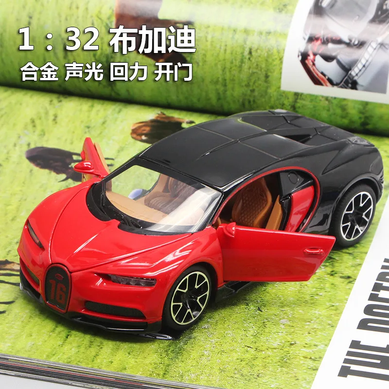 1:32 Bugatti Chiron Alloy Sports Car Model Diecast Metal Toy Racing Car Vehicles Model Simulation Sound Light Kids Gifts E80