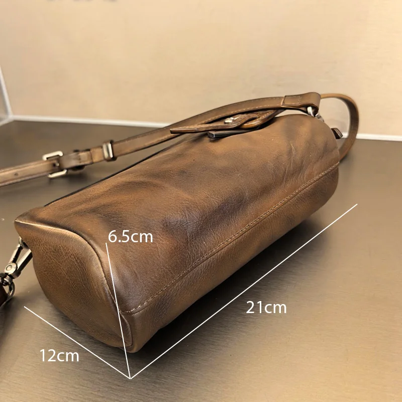 Bolsa feminina vintage de couro real, bolsa de pulso para mulheres, bolsa de ombro crossbody, armazenamento de viagem, dia, bolsa de dinheiro