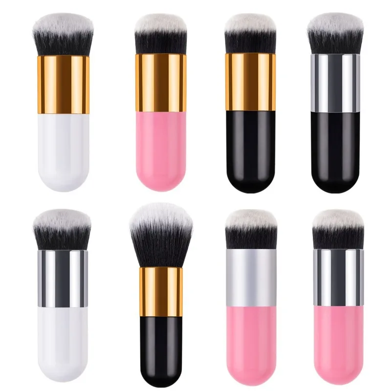 1 brocha grande y pequeña para base de muelle, brocha de maquillaje, crema Bb, brochas de setas, sin polvo, sin marcas, brocha de maquillaje para base, color rosa