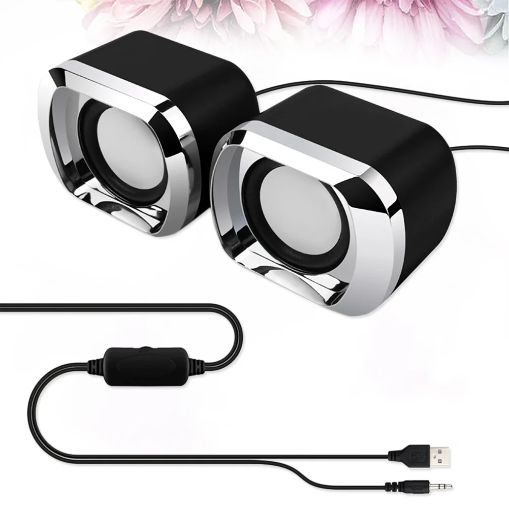 

2Pcs Mini USB 2.0 Wired Portable Multimedia Computer Speaker Stereo Sound for Laptop Desktop Pc Black Sound Box