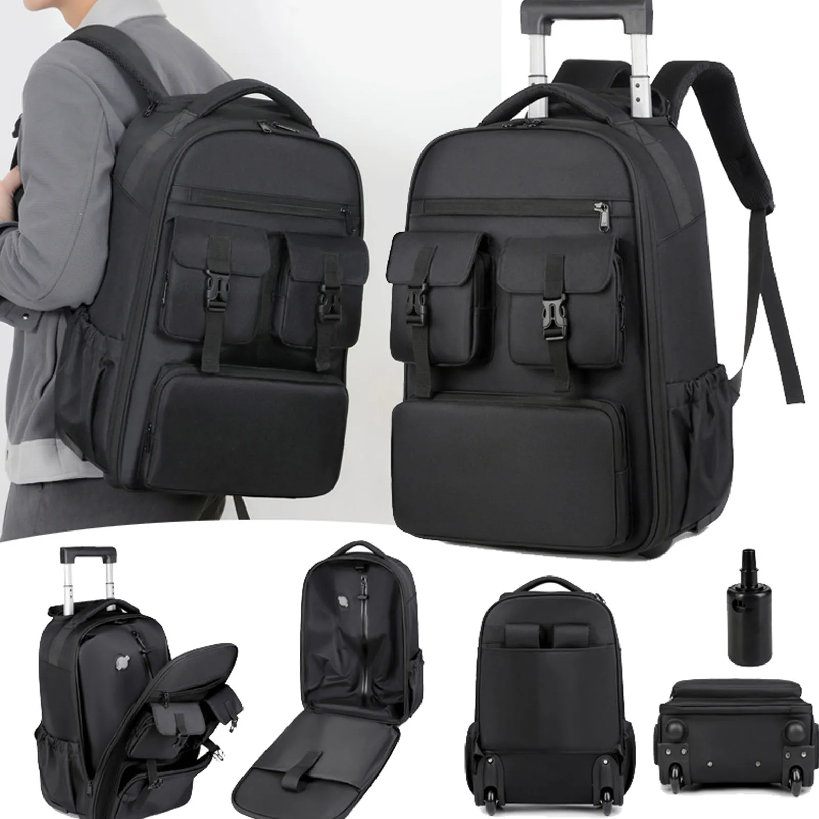 Rolling Duffle Bag With Wheels Multifunctional Adjustable Shoulder Strap Water Proof Travel Vacuum Backpack for Business Trip