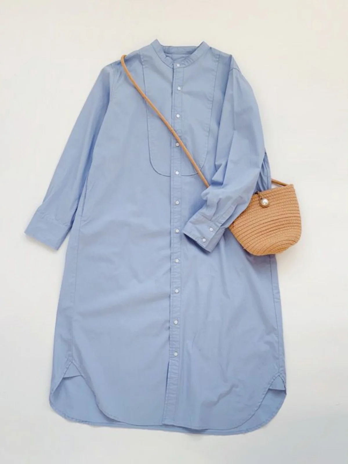 

Ele Simple Long Sve Dr Women's Autumn Casual Loose Slimming Midi irt Dr Vintage Commute Sle Pure Color