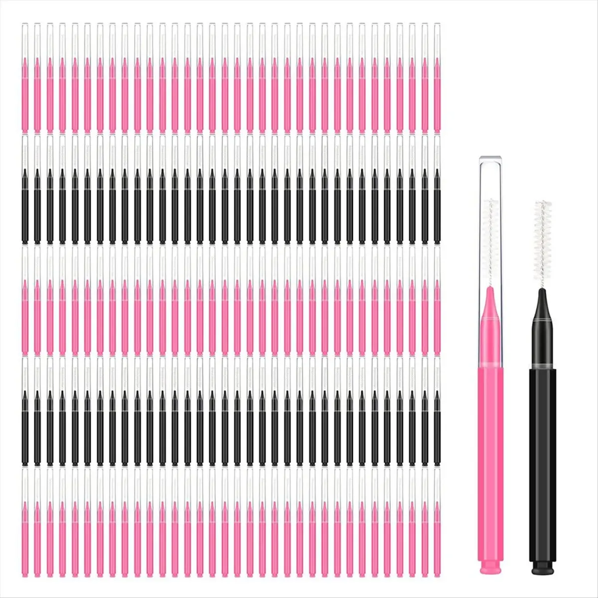 [N84R] 150 Pieces Mini Eyebrow Brush with Cap Brow Lamination Brush Eyebrow Spoolie Brush Comb Eyebrow Lash Lift Tools Lash
