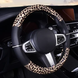 Leopard Print Steering Wheel Cover Non-Slip Universal Fit For 38 CM Steering Wheel Protection Auto Accessories