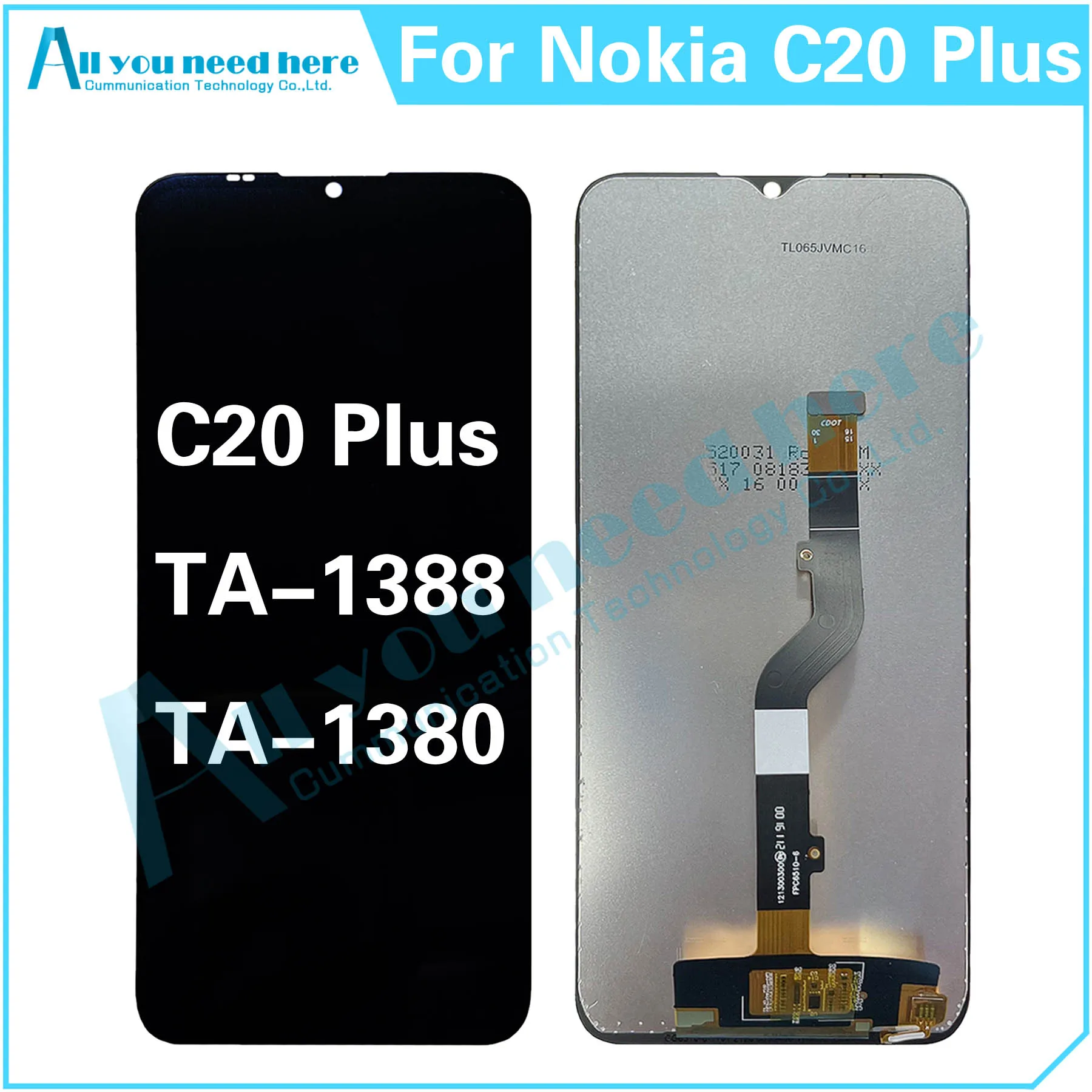 100% Test For Nokia C20 Plus TA-1388 TA-1380 C20Plus LCD Display Touch Screen Digitizer Assembly Repair Parts Replacement