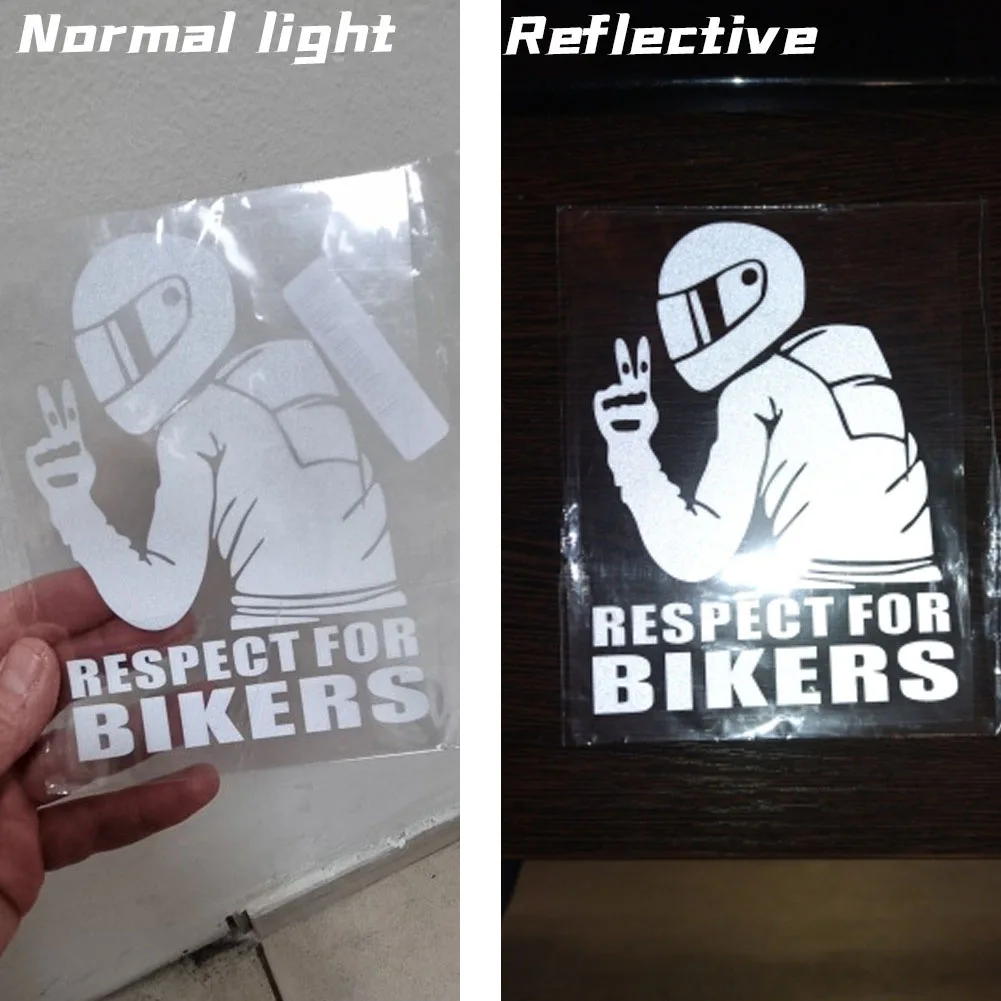 1Pcs RESPECT FOR BIKERS Auto Motorcycle Car Sticker Removable Stickers3D Reflective Stickers Decals image 6