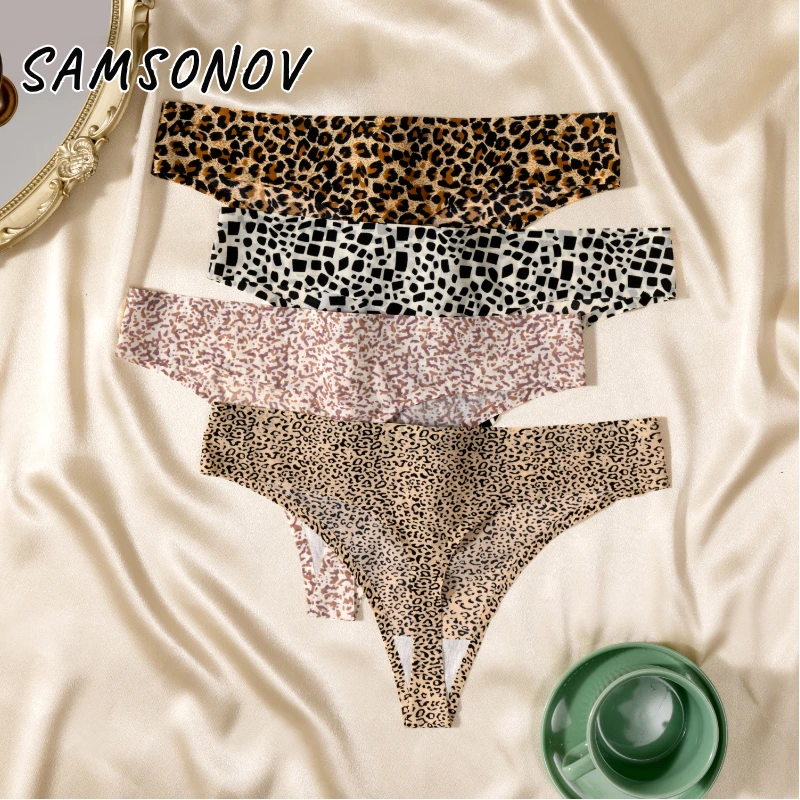 Sexy Lingerie Women's Panties Leopard Seamless Female Underwear Temptation Elasticity Sports Thong Ladies Fitness G-String Tanga