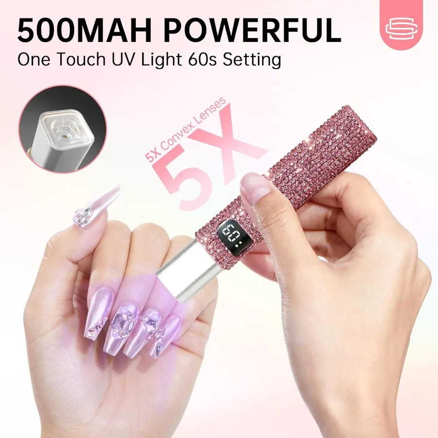 휴대용 UV LED 무선 네일 램프 (젤 네일 폴리쉬용) 휴대용 충전식 USB 네일 드라이어 LCD 디스플레이 포함 빠른 건조