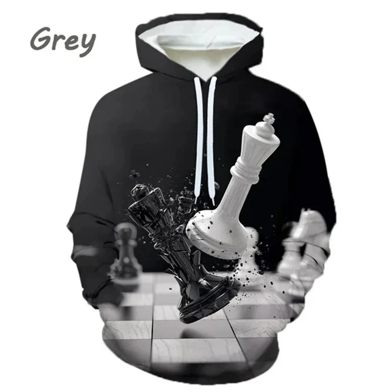 Creativity Chess Pattern Hoodie For Men Women Personality 3D Printed Long-Sleeved Casual Loose Hoodies Sweatshirt Tops Pullover