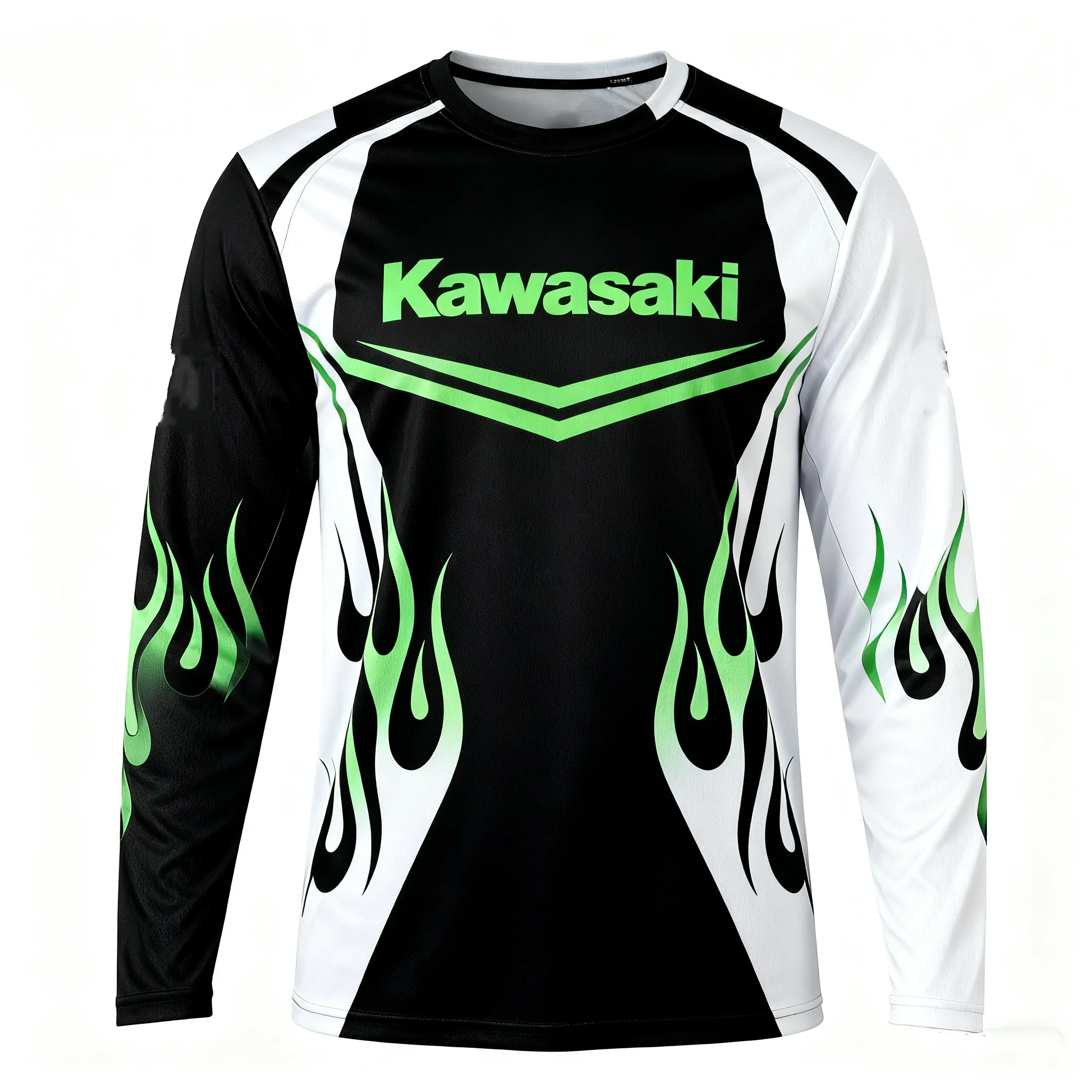 تي شيرت مطبوع ثلاثي الأبعاد من Kawasaki Motorcycle لملابس ركوب الدراجات الرياضية اليومية غير الرسمية للرجال والنساء في الهواء الطلق