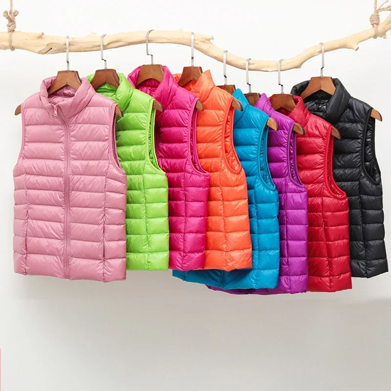 Women's Warm Vest Autumn 2023 Lightweight Padded Jackets Ultralight Winter Light Quilted Coats Puffer Woman Duck Down Coat Lady