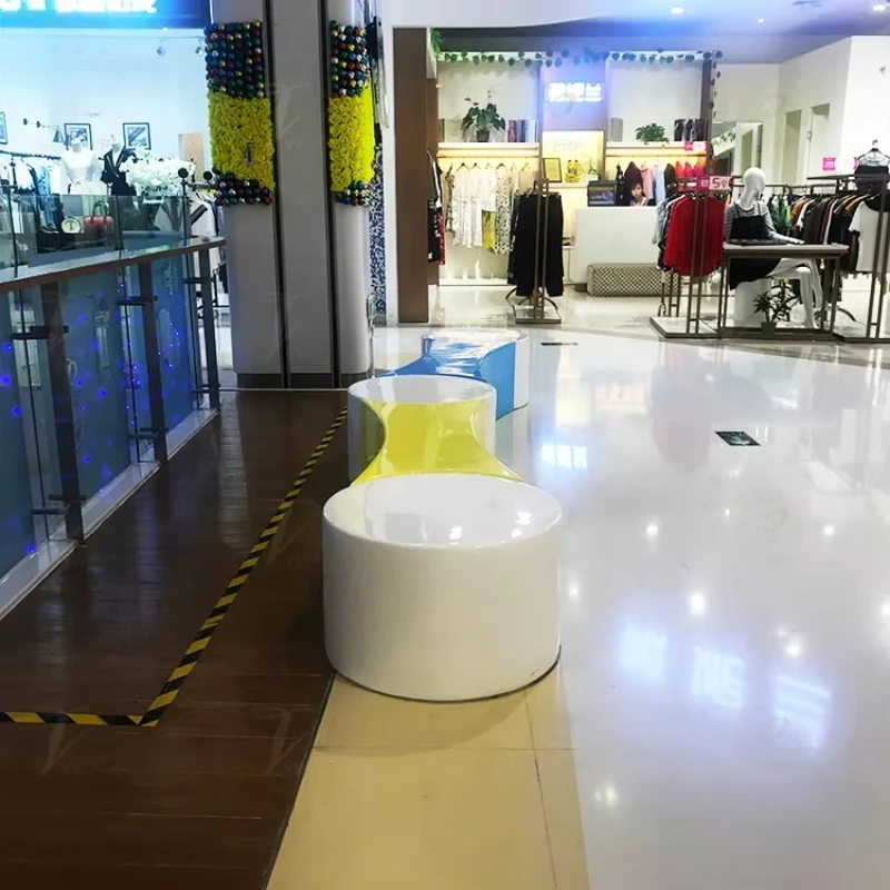 Modern Movable Fiberglass Spliced Benches for Outdoor Shopping Malls Parks Hotels-Relaxing Public Chair for Leisure Waiting