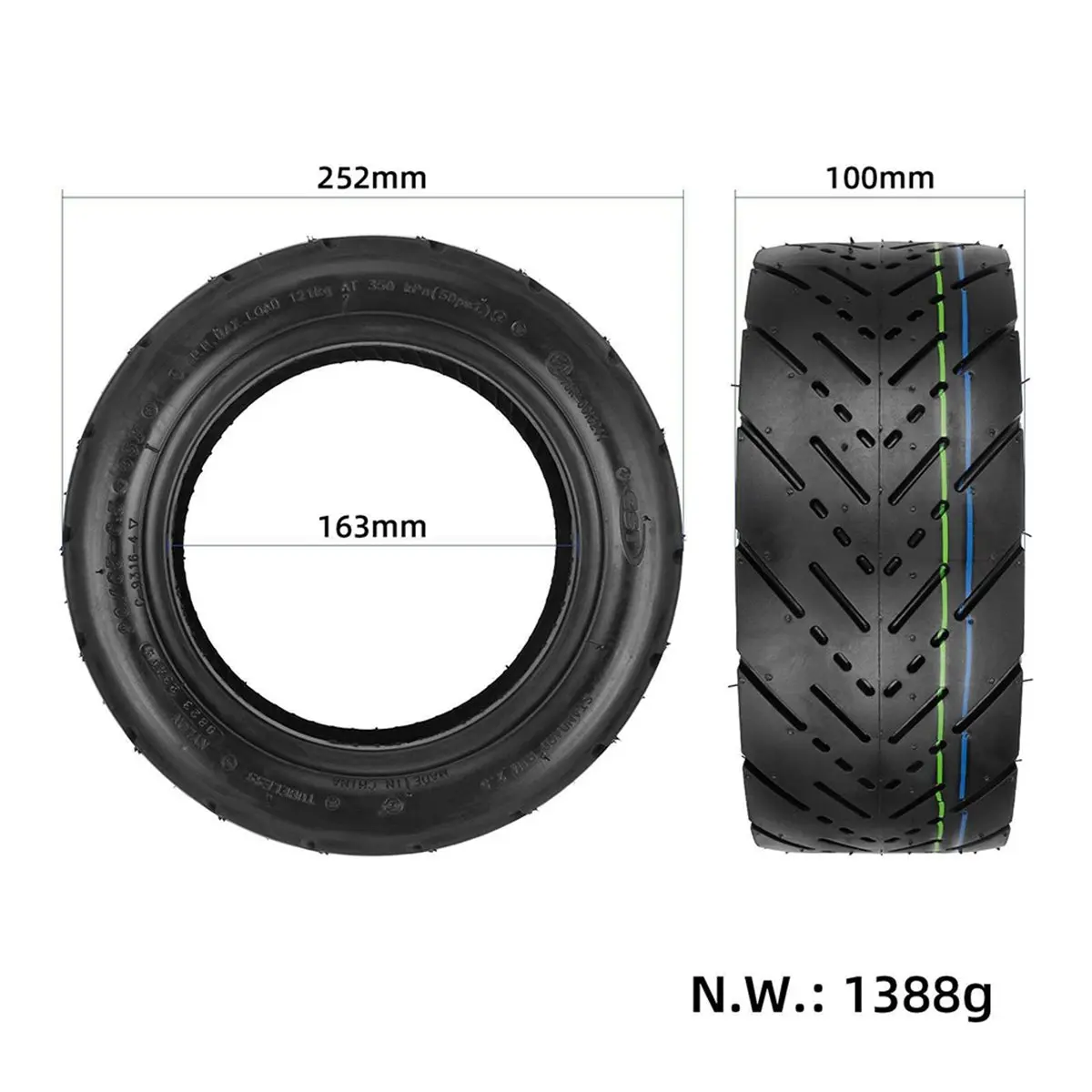 

(ABHW) For Kukirin G4 Electric Scooter Tire 11 Inch Electric Scooter Tire 90/65-6.5 Tubeless Tire Kickscooter Vacuum Tyre