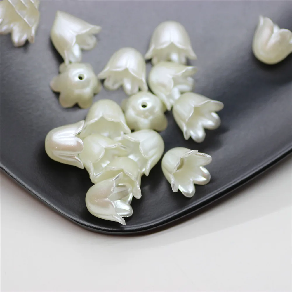 50PCS/lot Imitation Pearl AcrylicLoose Beads DIY Flower-shaped Beads For Jewelry Making Necklace Bracelet Accessories 9x11mm