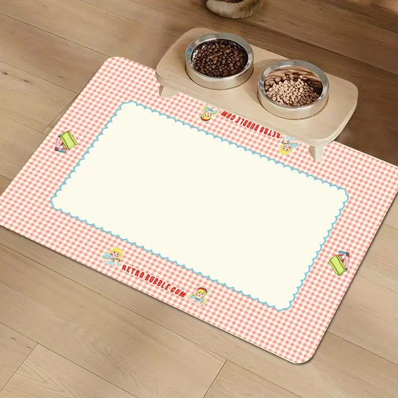 VIKAMA Cartoon Dragon & Bunny Diatom Mud Pet Feeding Mat, 8 Designs, Non-Slip Washable Absorbent Dog Cat Mat