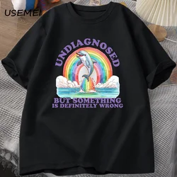 Undiagnosed But Something Is Definitely Wrong T-Shirt Vintage Men's Clothes Summer Cotton Short Sleeve T Shirt Loose Tops