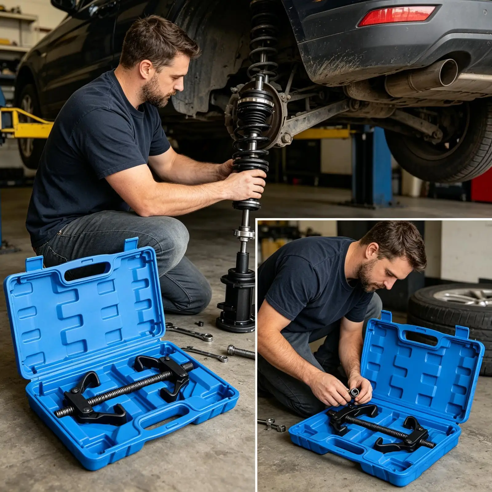 Coil Spring Compressor Tool Heavy Duty Shock Absorbers Repair Auto Suspension Compression Remover Installer Tool For Cars Trucks