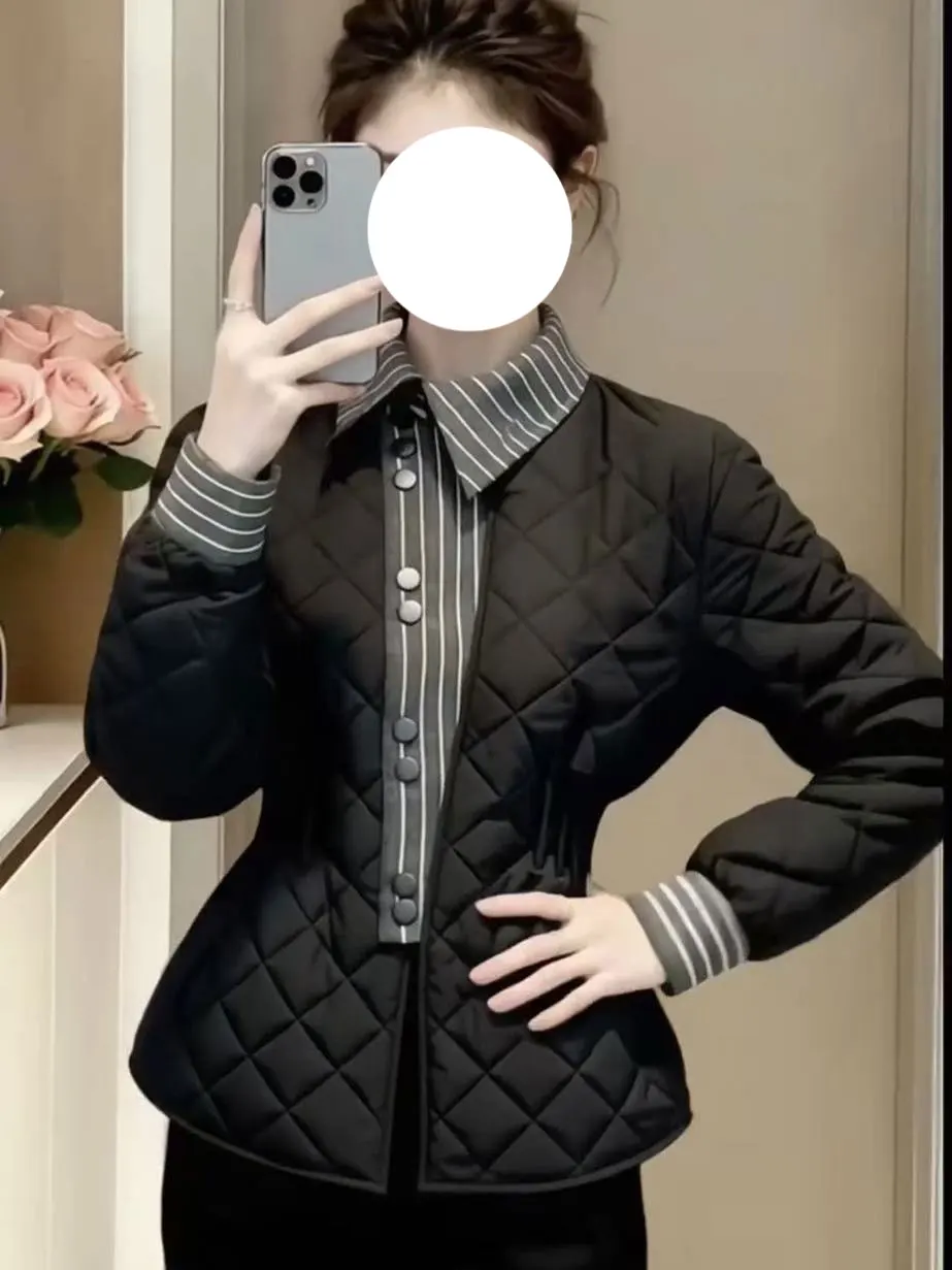 

Faionable Bla Стеганый хлопковый топ, зимний новый утягивающий талию высококачественный вкус, искусственная двухсекционная верхняя одежда ort Coat