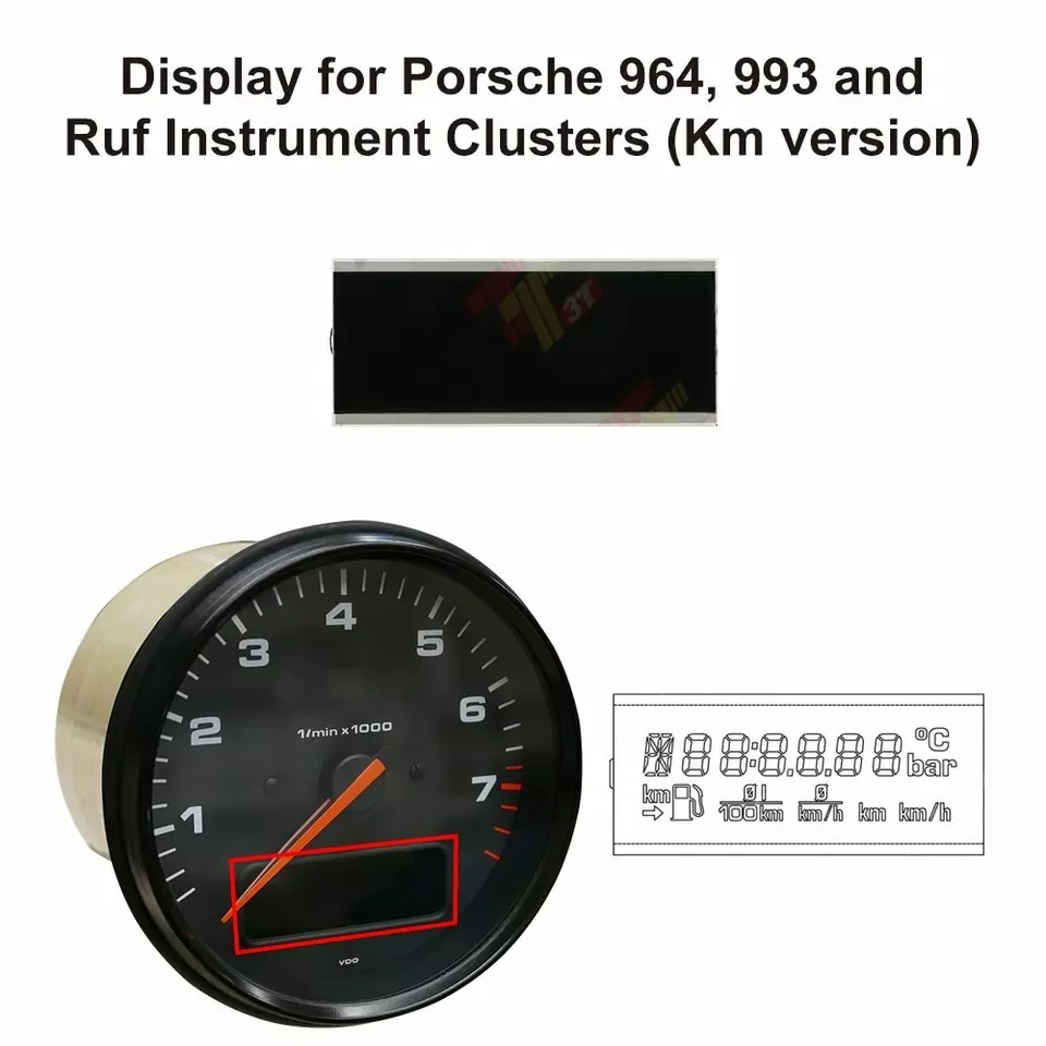 

Display for Porsche 964, 993 and Ruf Instrument Clusters (Km version)