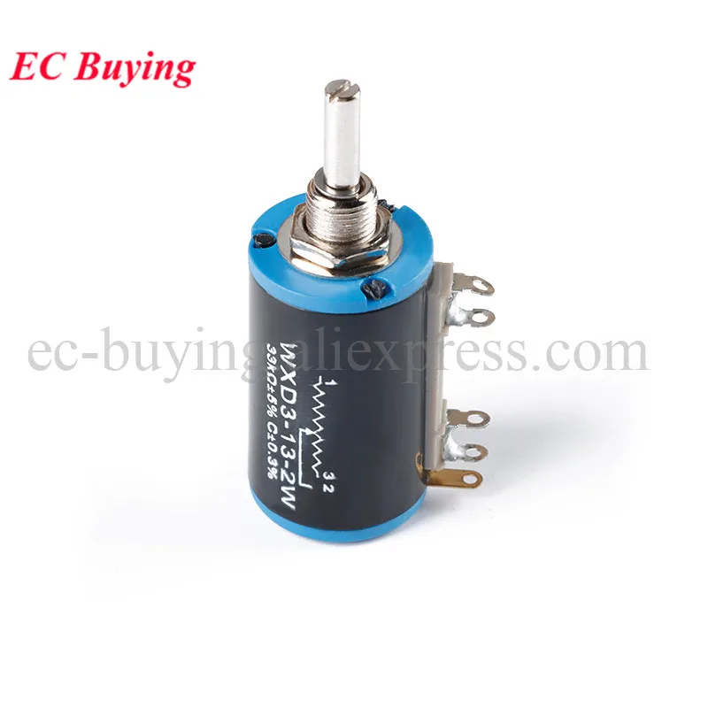1-2Pcs WXD3-13-2W 10K 100/220/470/680 Ohm Wirewound Multi-Turn Potentiometer Resistance 1K 2.2K 4.7K 5.6K 6.8K 47K Rotary Switch