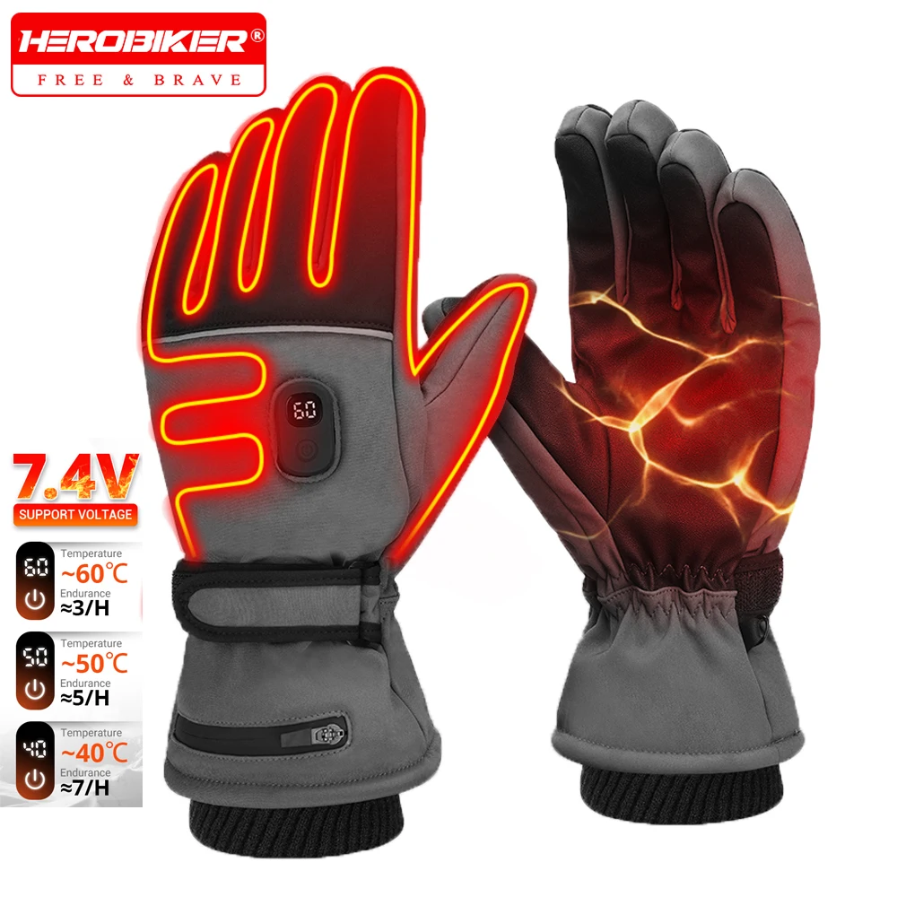 

Electric Heated Gloves Winter Skiing Gloves Touch Screen Outdoor Motorcycle Gloves Waterproof Rechargeable Snowboard Gloves