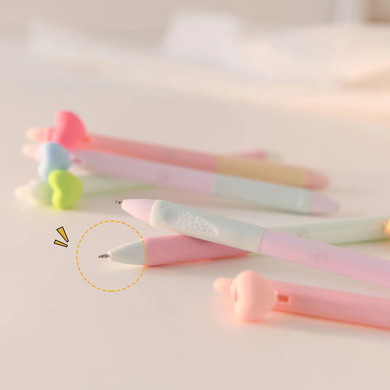 2pcs Erasable Gel Pens Kawaii Love Heart Cute Blue Ink Needle Pens Kids Gift Korean Stationery School Office Writing Supplies