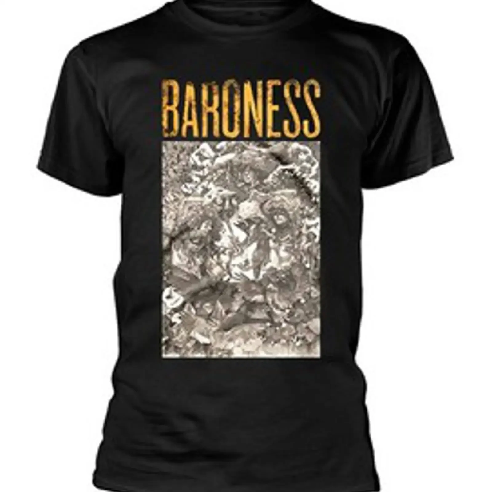 Baroness 'Gold amp Grey' Schwarz T Shirt NEU vintage Washed Slightly Top For Everyday Wear graphic Soft homme Stylish
