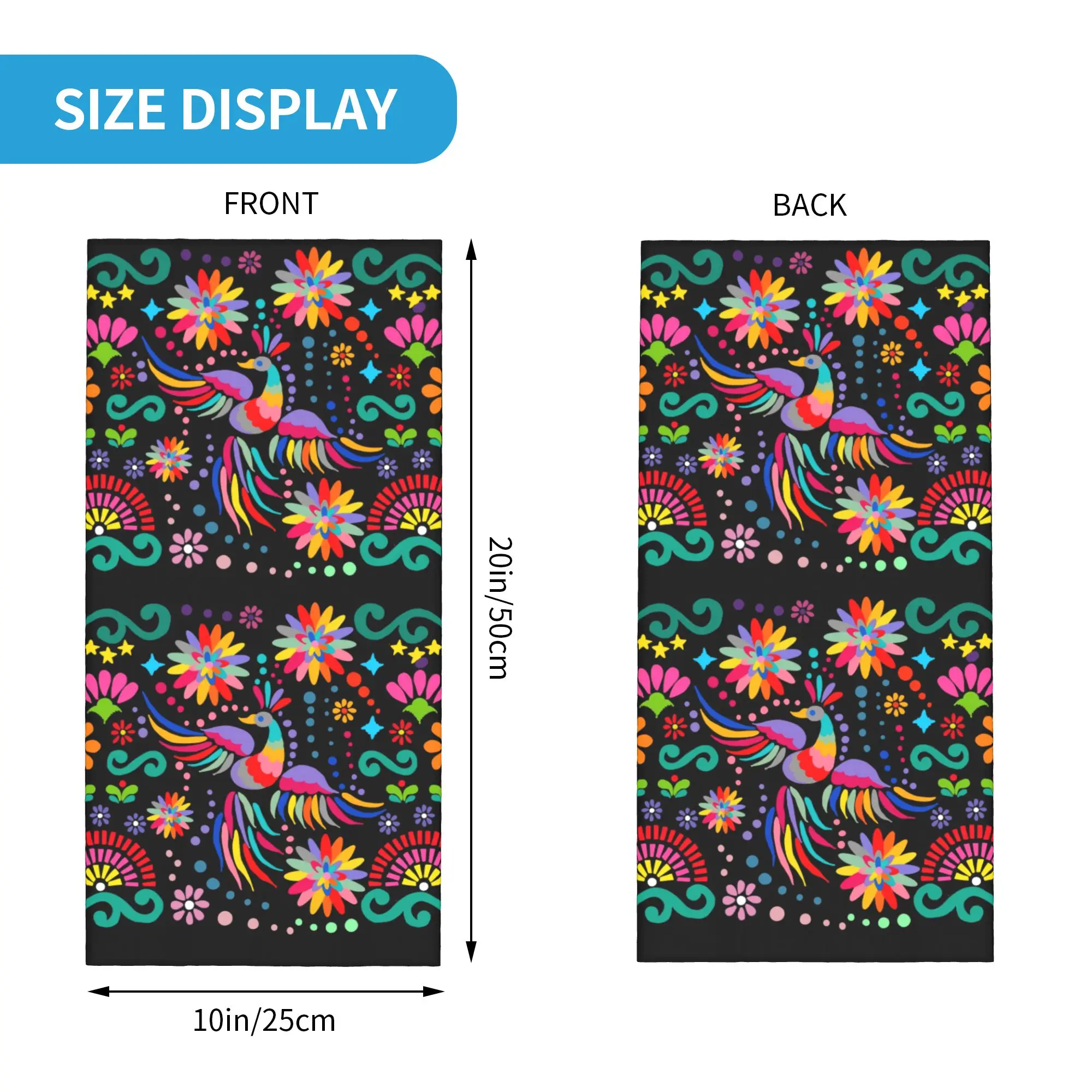 Custom Mexican Floral Flower Textile Bandana Neck Warmer Men Women Winter Hiking Ski Scarf Gaiter Colorful Embroidery Face Cover