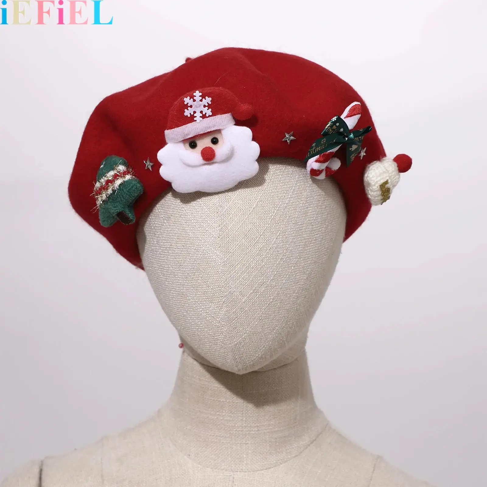 

Wool Christmas Beret Hat French Beret Cap Christmas Element Headwear for Women And Girls for Cosplay Costume Christmas