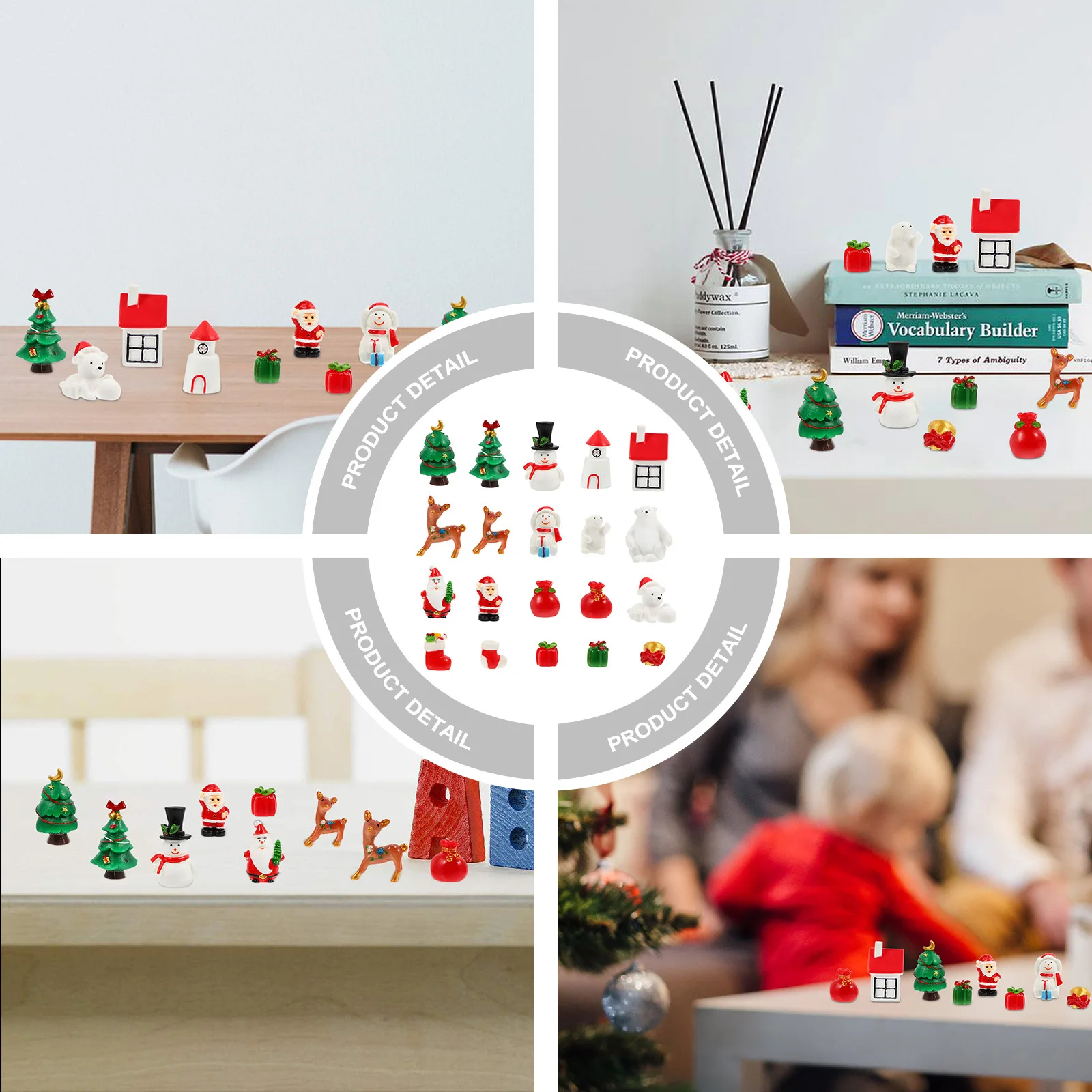 

30Pcs Resin Elk Sled Christmas Ornament Mini Decorative Craft for Room Shelf Stocking Tree Display Micro Landscape Home Decor