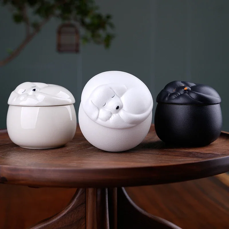 Black Ceramic Pet-Shaped Memorial Urn for Cats And Dogs Keepsake Resting Place for Your Beloved Pet Moisture-proof Storage 150ML