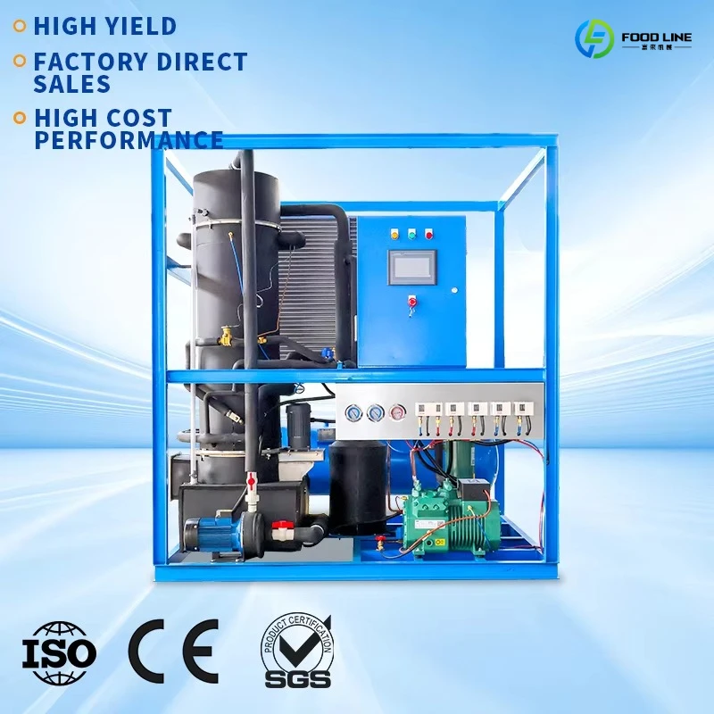 Tube Ice Making Machine Continuous Output PLC Controlled with Air Cooled Compressor and Stainless Steel Pump for Cold Storage
