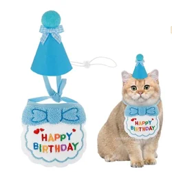2025 Pet Birthday Hat Scarf Set Adjustable, Cat/Dog Clothes Birthday Supplies Mini Pet Saliva Towel Costume Pet Supplies