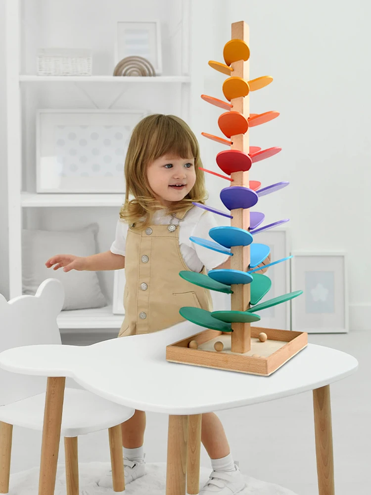 Arcobaleno in legno Musica che suona alberi Sviluppo delle abilità motorie fini Petalo arcobaleno Building Block Albero della saggezza Giocattoli educativi per bambini
