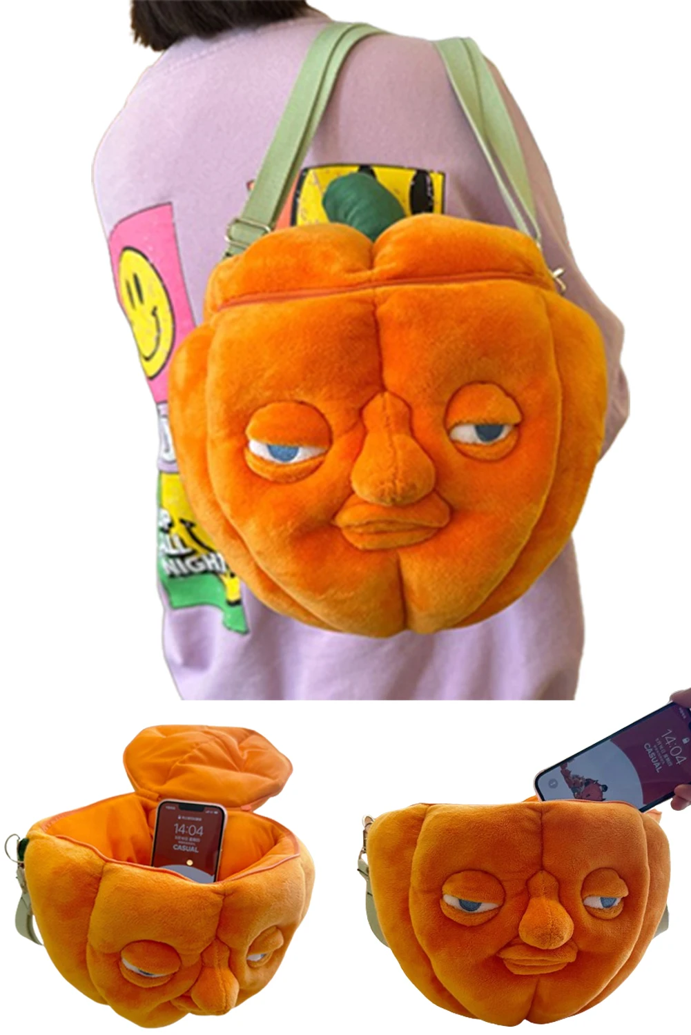 

Anime Dungeon Meshi Accessories Pumpkin Shoulder Bag Messenger Bag Props With Zipper Adjustable Strap Halloween Gift Disguise