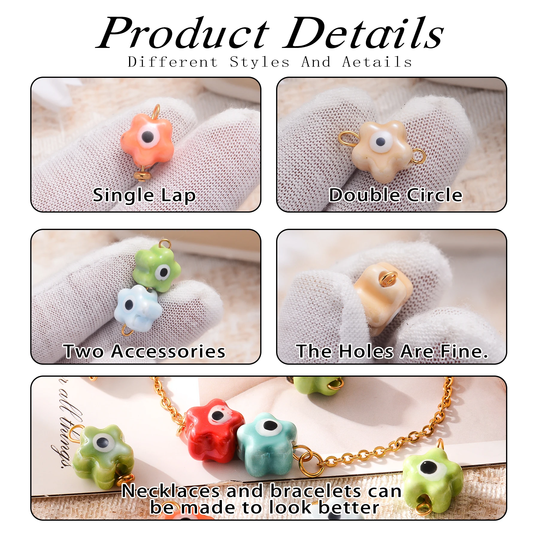 Picture 5: 6pcs/lot Colorful Star Ceramic Beads Cute Eye Star Charms Diy Handmade Jewelry Earrings Necklace Bracelet Accessories