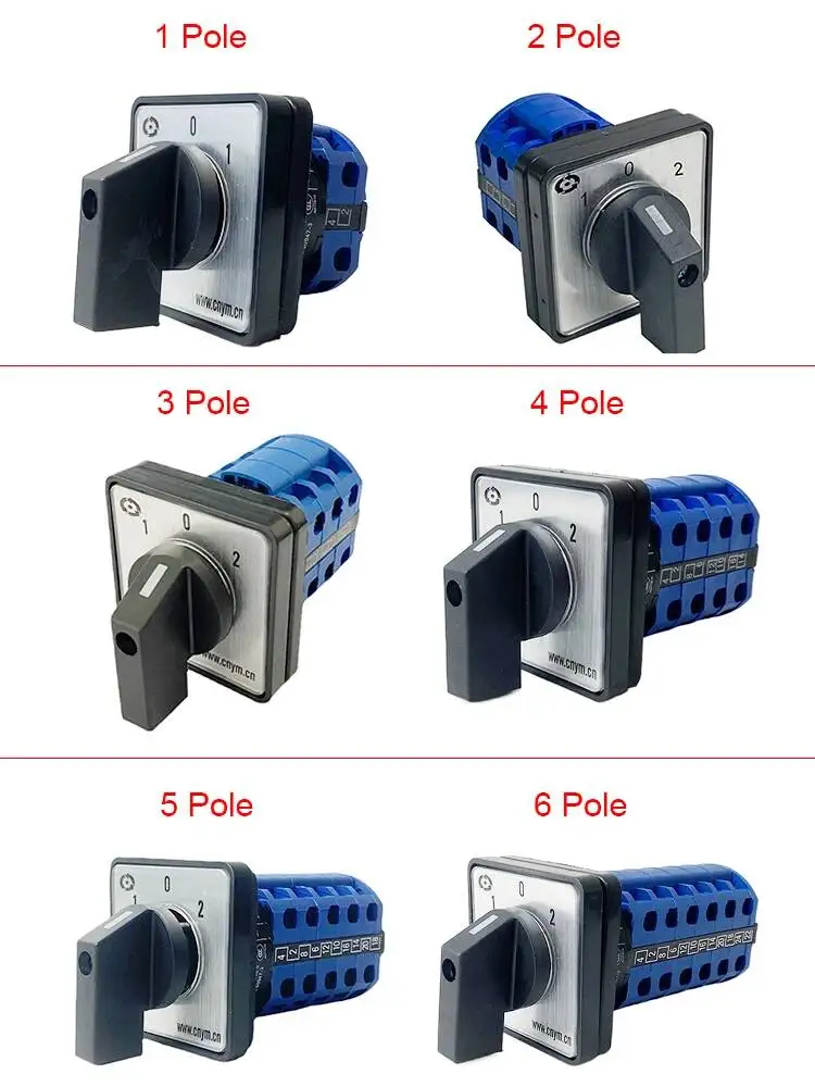 Chave Seletora Rotativa de Comutação de Cames Série YMW26 LW26-20 com Contato de Prata, 1-8 Polos, 20A 660V, para Controle de Energia LW28-20