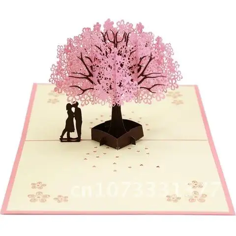 

Wedding Anniversary Valentine's Day Cherry Tree 3D Pop UP Card Invitations Handmade Greeting Cards Gifts