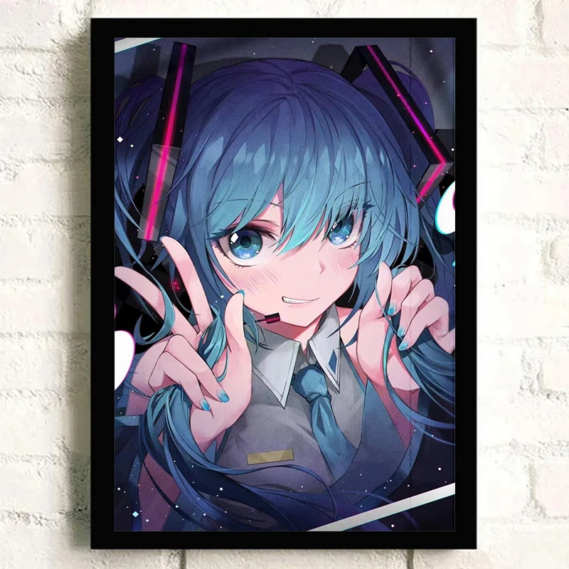 H-Hatsune Anime Miku Poster Cartoon beautiful girl Anime Canvas Print Poster Poster Wall Art Decoration For Home Room Decoration