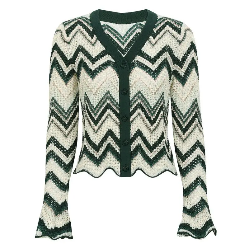 

High Quality Slimming Long Sleeve Knitted Top Coat Sleeveless Dress Set Elegant Style Wave Pattern Chinese Production