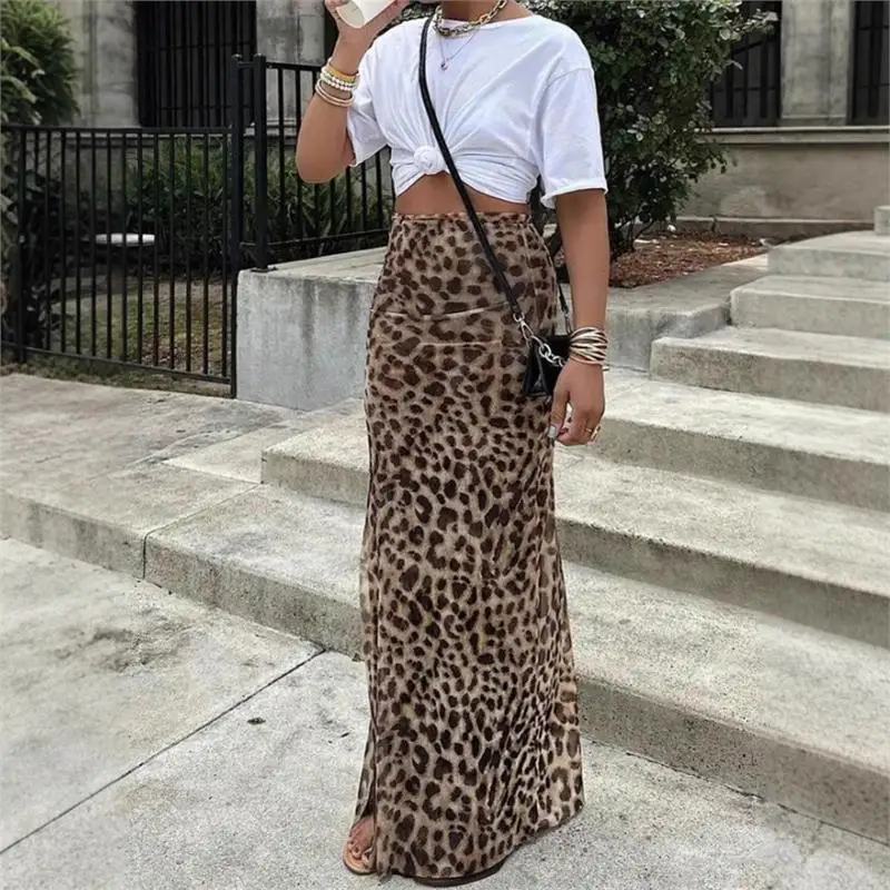 

Ele High Waist Leopard Print Skirt for Women Faionable Personali Summer New Arrival Ciwalk PVC Material