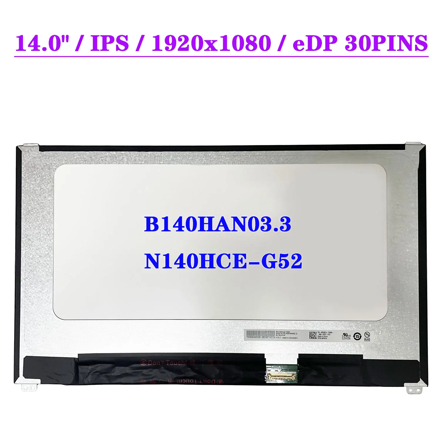 14 Inch Laptop LCD Screen B140HAN03.3 Fit N140HCE-G52 IPS 1920x1080 Display Matrix Panel FHD EDP 30Pin