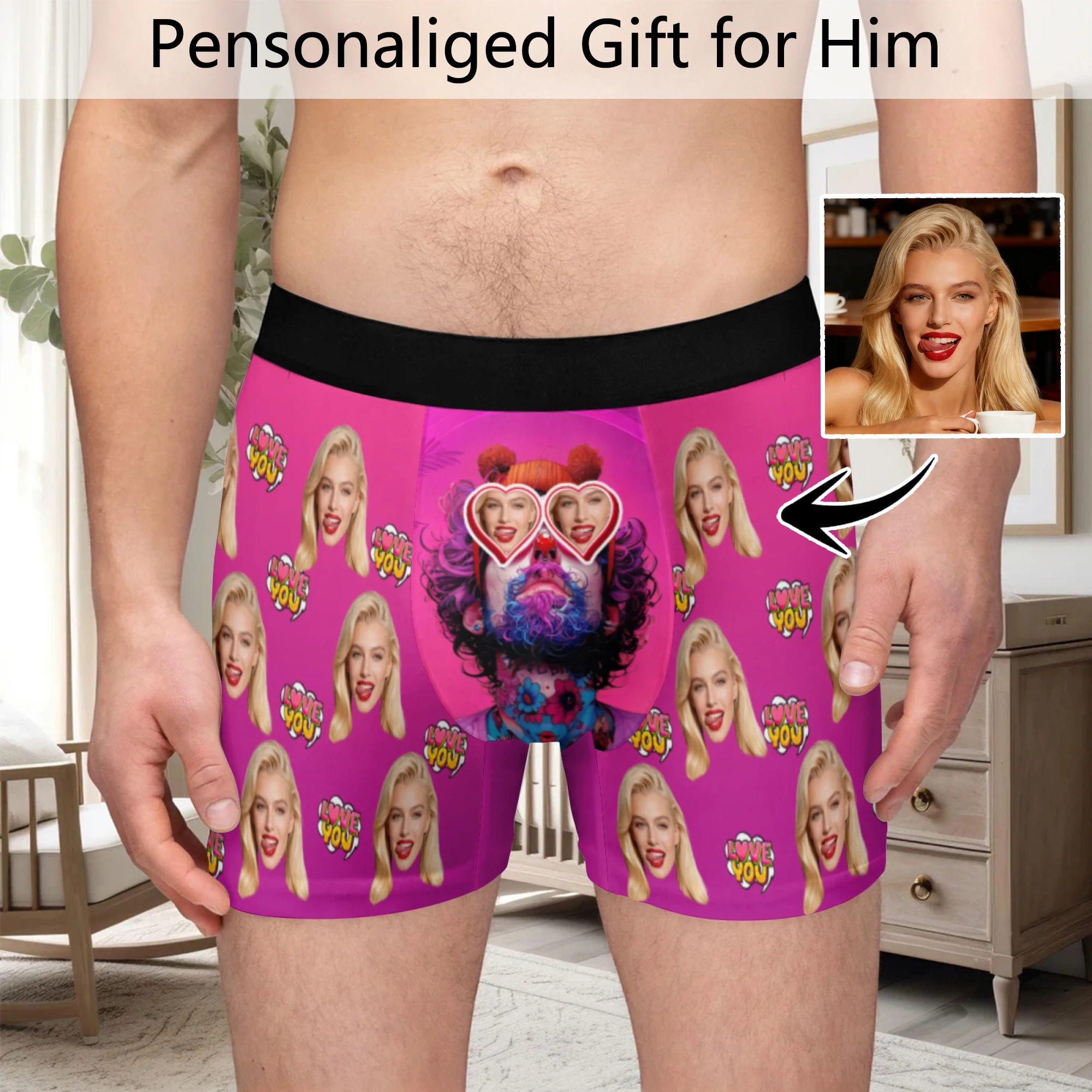 Personalized facial photo customization flat underwear customization men's Valentine's Day gift for husband gift for father