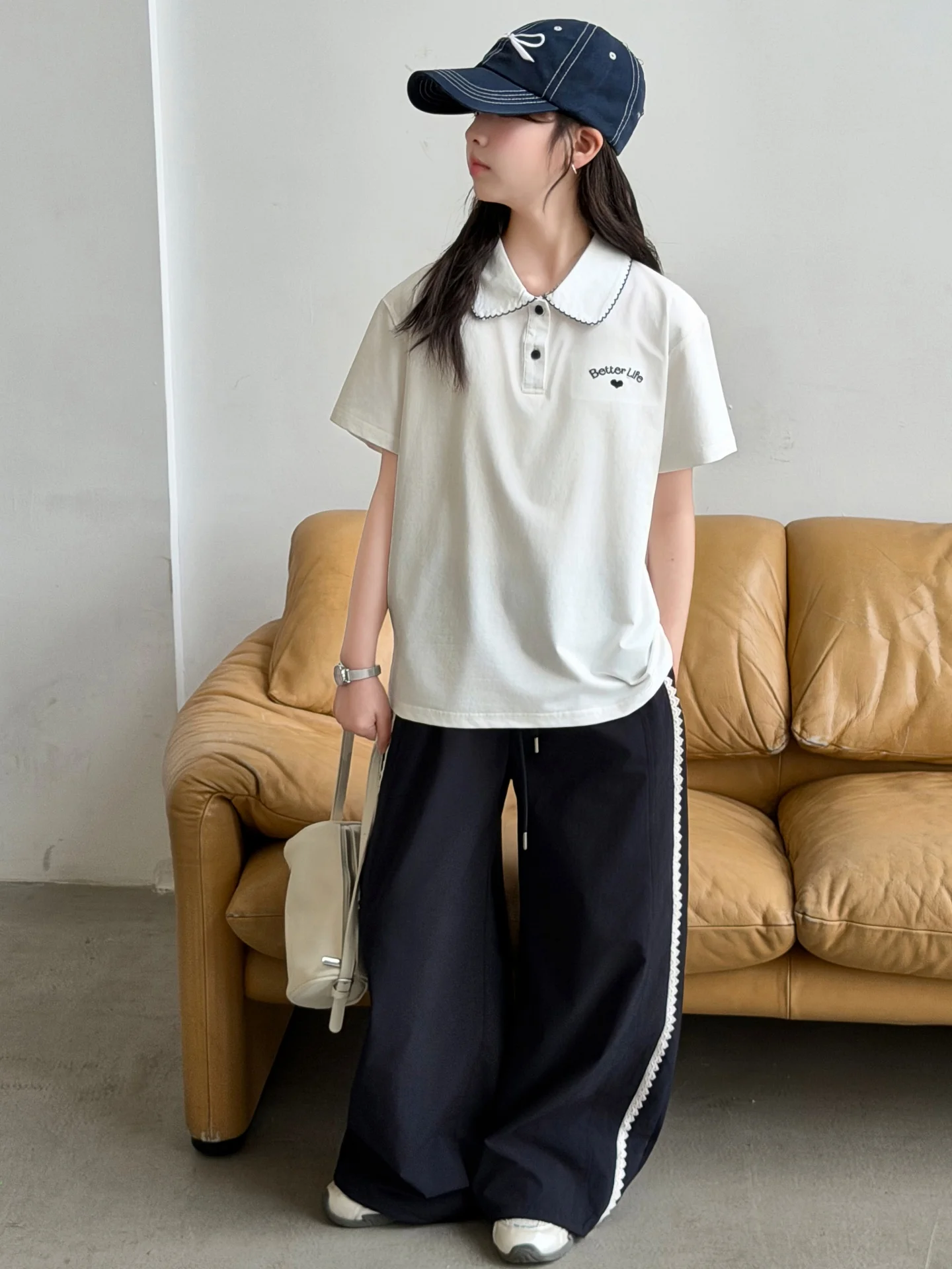 girls-summer-outfit-set-2026-new-fashionable-short-sleeve-shirt-casual-pants-two-piece-set-children's-clothing-korean-st
